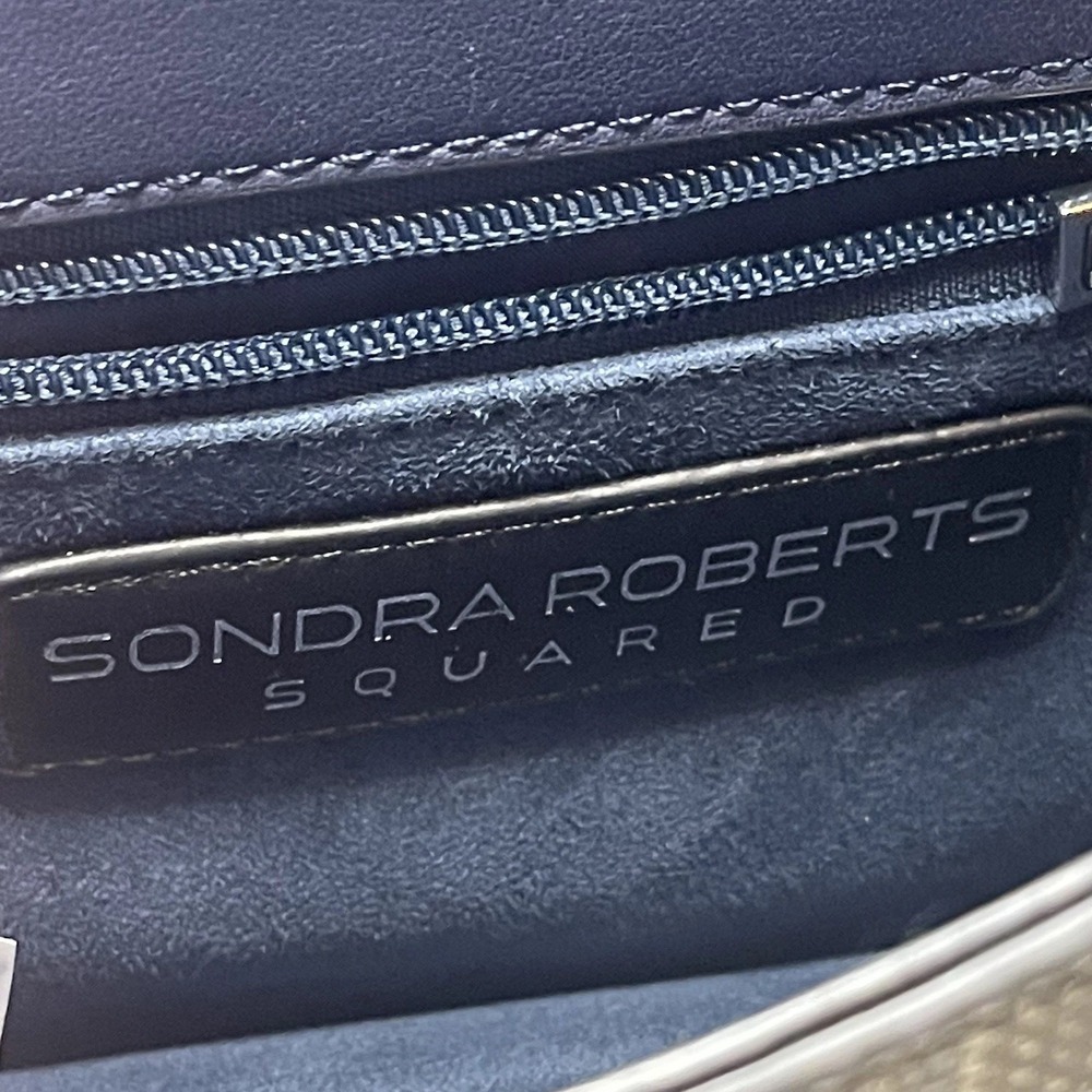 Sondra Roberts Crossbody Bag Navy Croc Embossed Flap Structured Pattern - Picture 4 of 6